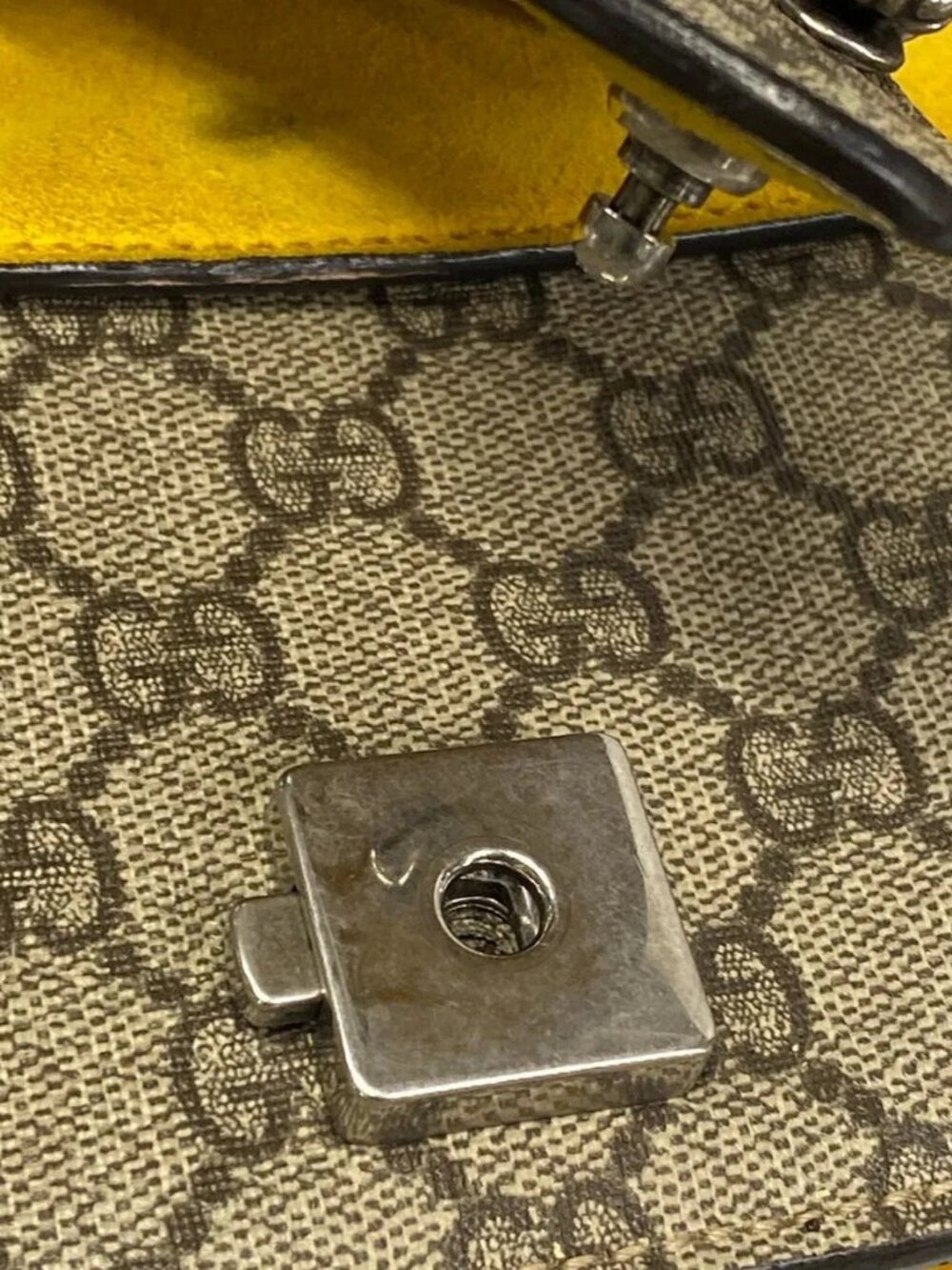 GUCCI Dionysus,GG Plus GG Supreme 400249 Dark Brown Beige Yellow PVC Suede - Picture 7 of 15